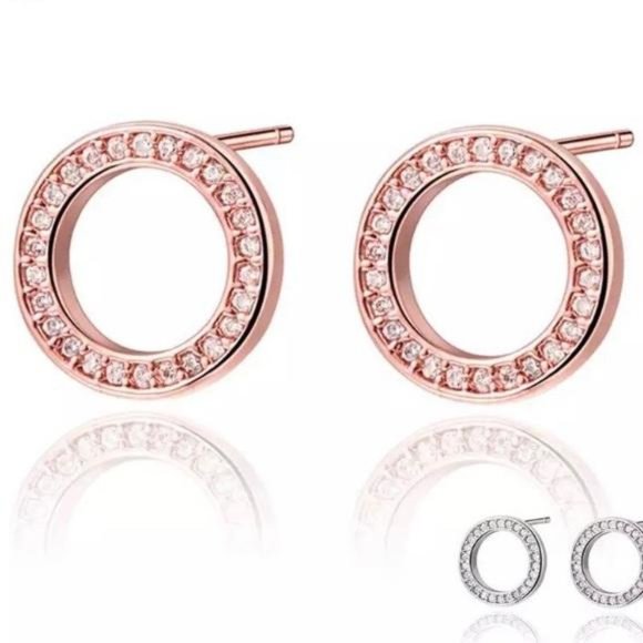 Jewelry - New Luxury 18k Rose Gold Diamond Stud Earrings